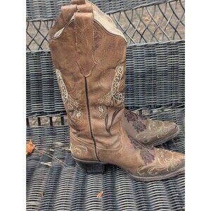 Corral Boots Womens Brown Leather Horseshoe Crossed Pistols Western Cowgirl